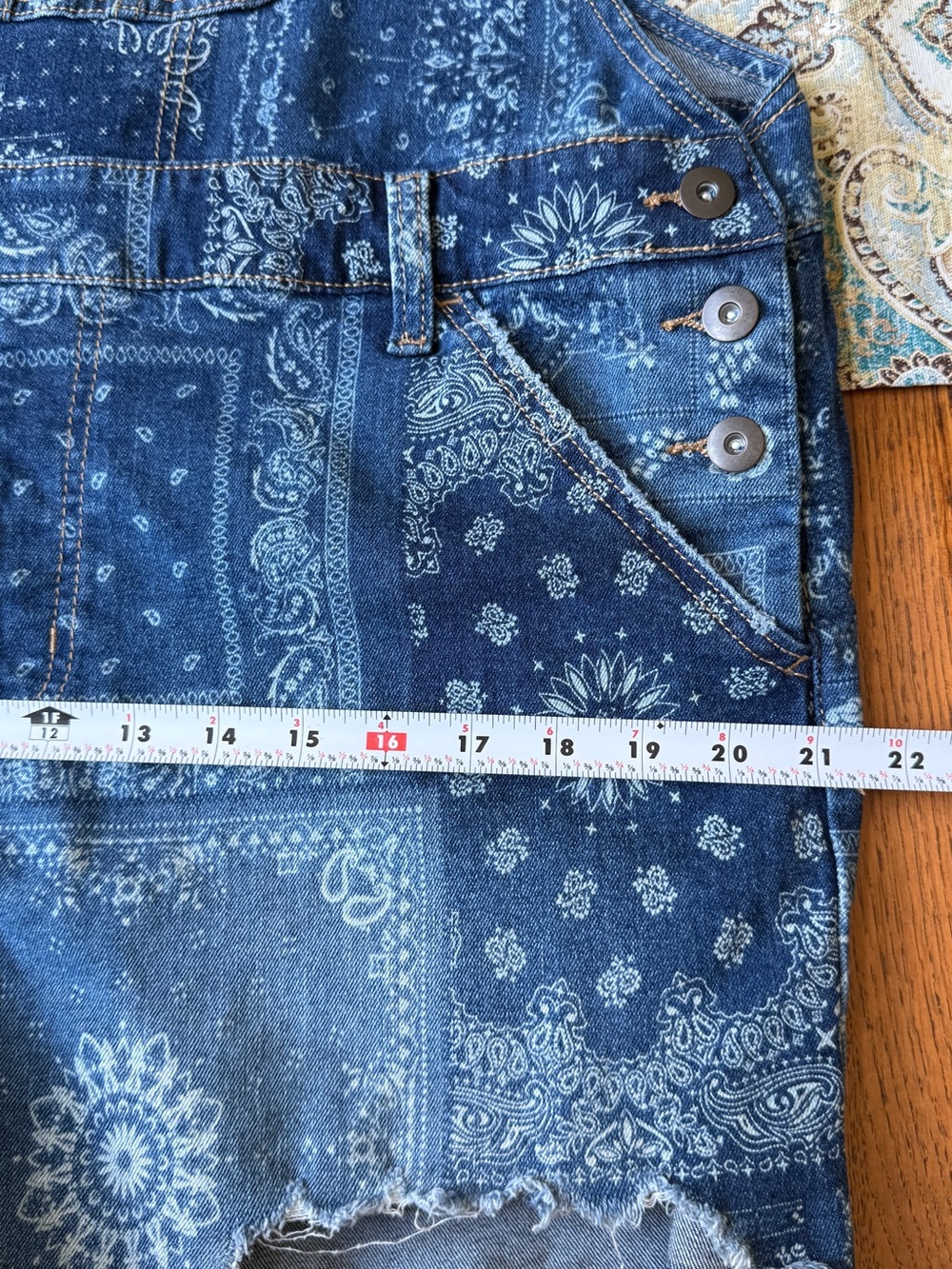 No Boundaries Bandana Paisley Denim Shortalls Overalls XXL 19 - Picture 7 of 10